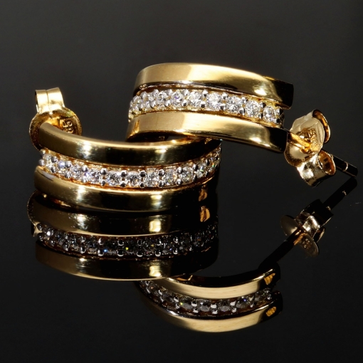 Exklusive Mini-Creolen aus massivem 585er (14K) Gelbgold mit funkelnden Zirkonia