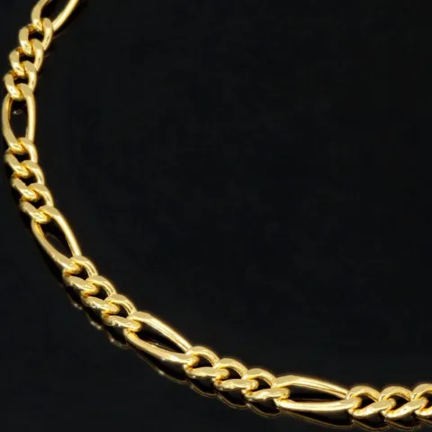 Exquisit gearbeitetes Figaro Armband aus glänzendem 14k Gold (585er), ca. 3mm breit, 18 cm lang