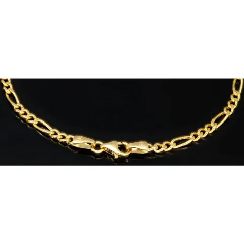 Exquisit gearbeitetes Figaro Armband aus glänzendem 14k Gold (585er), ca. 3mm breit, 18 cm lang
