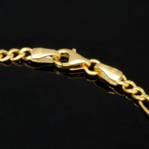 Exquisit gearbeitetes Figaro Armband aus glänzendem 14k Gold (585er), ca. 3mm breit, 18 cm lang