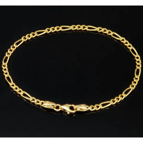 Exquisit gearbeitetes Figaro Armband aus glänzendem 14k Gold (585er), ca. 3mm breit, 18 cm lang