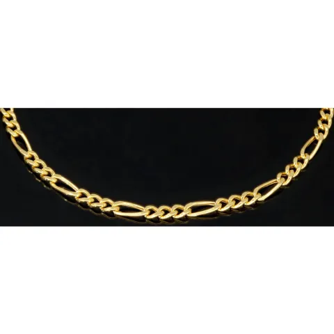 Exquisit gearbeitetes Figaro Armband aus glänzendem 14k Gold (585er), ca. 3mm breit, 18 cm lang
