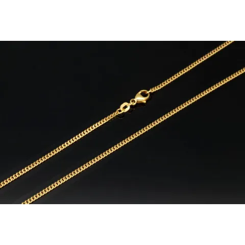 Edle Panzerkette aus funkelndem, hochglanzpoliertem Gold (585 / 14k Gelbgold) in ca. 42 cm, ca. 1,7 mm - für Damen und Kinder geeignet