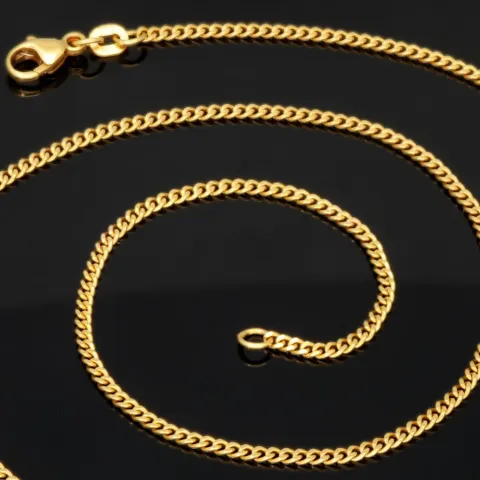 Edle Panzerkette aus funkelndem, hochglanzpoliertem Gold (585 / 14k Gelbgold) in ca. 42 cm, ca. 1,7 mm - für Damen und Kinder geeignet