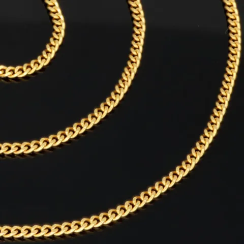 Edle Panzerkette aus funkelndem, hochglanzpoliertem Gold (585 / 14k Gelbgold) in ca. 42 cm, ca. 1,7 mm - für Damen und Kinder geeignet