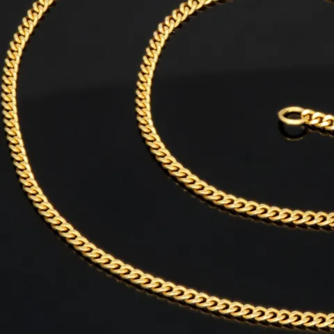 Edle Panzerkette aus funkelndem, hochglanzpoliertem Gold (585 / 14k Gelbgold) in ca. 42 cm, ca. 1,7 mm - für Damen und Kinder geeignet