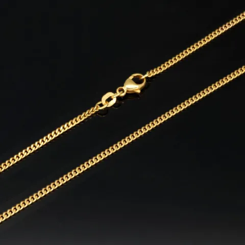 Edle Panzerkette aus funkelndem, hochglanzpoliertem Gold (585 / 14k Gelbgold) in ca. 42 cm, ca. 1,7 mm - für Damen und Kinder geeignet