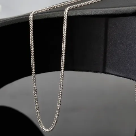 Glänzende Goldkette / Fuchsschwanzkette mit filigranem Design aus 585 14k Weißgold (ca. 55 cm lang, 1,5 mm breit)