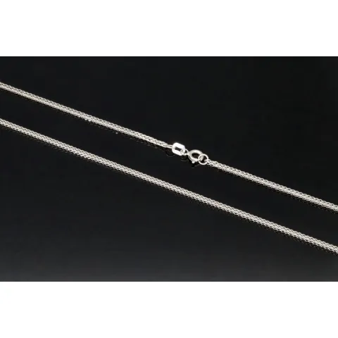 Glänzende Goldkette / Fuchsschwanzkette mit filigranem Design aus 585 14k Weißgold (ca. 55 cm lang, 1,5 mm breit)