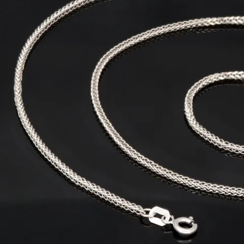 Glänzende Goldkette / Fuchsschwanzkette mit filigranem Design aus 585 14k Weißgold (ca. 55 cm lang, 1,5 mm breit)