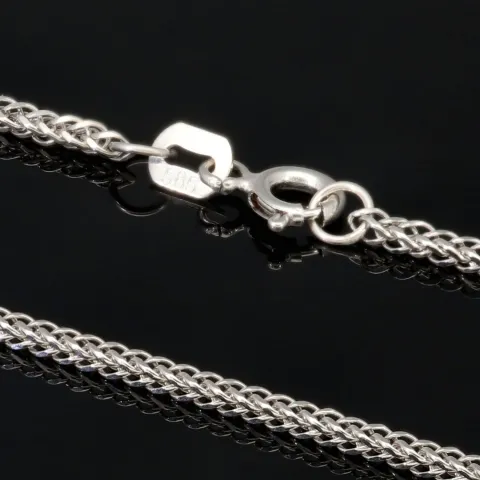 Glänzende Goldkette / Fuchsschwanzkette mit filigranem Design aus 585 14k Weißgold (ca. 55 cm lang, 1,5 mm breit)