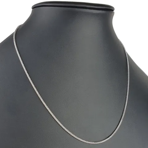Glänzende Goldkette / Fuchsschwanzkette mit filigranem Design aus 585 14k Weißgold (ca. 55 cm lang, 1,5 mm breit)