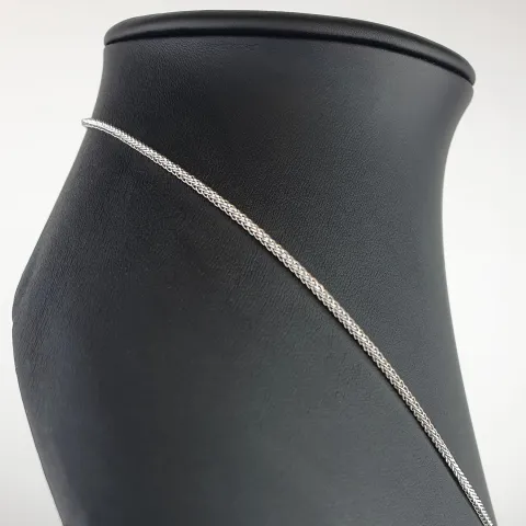 Glänzende Goldkette / Fuchsschwanzkette mit filigranem Design aus 585 14k Weißgold (ca. 55 cm lang, 1,5 mm breit)