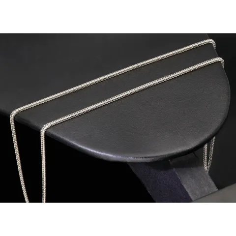Glänzende Goldkette / Fuchsschwanzkette mit filigranem Design aus 585 14k Weißgold (ca. 55 cm lang, 1,5 mm breit)