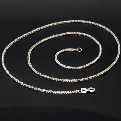 Glänzende Goldkette / Fuchsschwanzkette mit filigranem Design aus 585 14k Weißgold (ca. 55 cm lang, 1,5 mm breit)