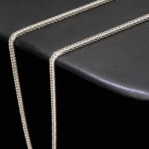 Glänzende Goldkette / Fuchsschwanzkette mit filigranem Design aus 585 14k Weißgold (ca. 55 cm lang, 1,5 mm breit)