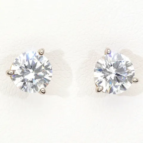Zeitlos schöne Ohrstecker aus rhodiniertem 925er Sterling Silber, die mit brillant geschliffenen Zirkonia (Diamantimitation)