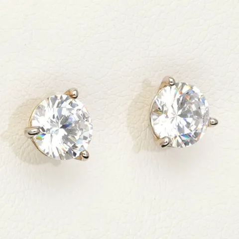 Zeitlos schöne Ohrstecker aus rhodiniertem 925er Sterling Silber, die mit brillant geschliffenen Zirkonia (Diamantimitation)