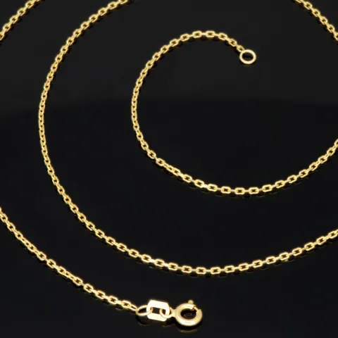 Elegante, feine Ankerkette aus funkelndem, hochglanzpoliertem Gelbgold (14K 585 Gold, ca. 50cm, ca. 1,2mm)