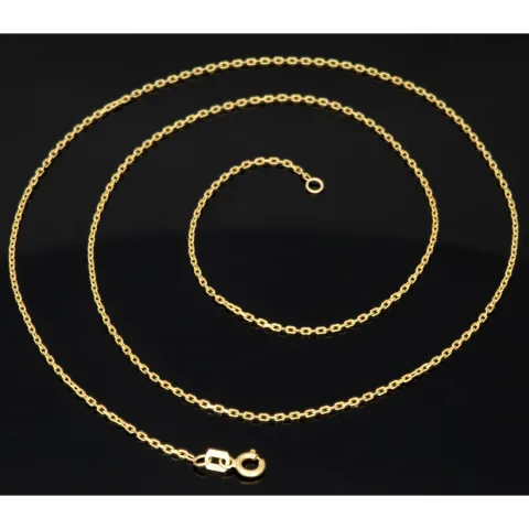 Elegante, feine Ankerkette aus funkelndem, hochglanzpoliertem Gelbgold (14K 585 Gold, ca. 50cm, ca. 1,2mm)