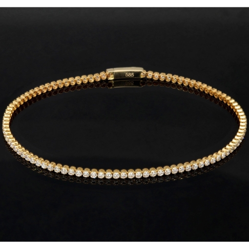 Funkelndes Tennisarmband mit weißen Zirkoniasteinen aus Gelbgold (585 14K Gold) in ca. 20,5 cm Länge