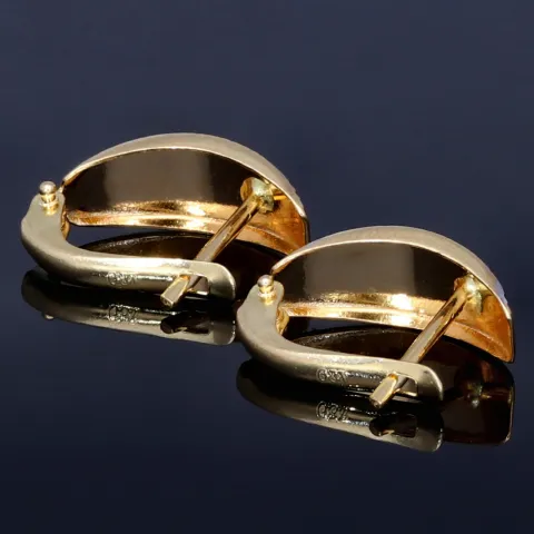 Hochwertige Mini Creolen / Ohrringe in stilvollem Design aus funkelndem 585 14K Bicolor Gold (Weißgold und Gelbgold)