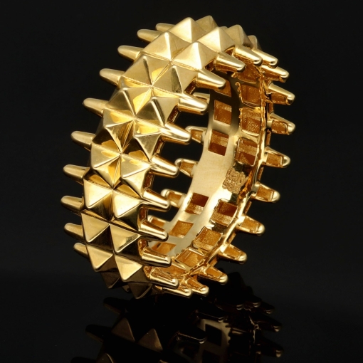 Hochwertig gearbeiteter Spike-Ring aus massivem Gold (585 14K Gelbgold) in RG ca. 59-60