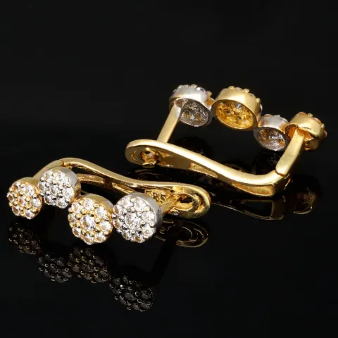 Bicolor Ohrringe in modernem Design aus edlem 585er 14K Gold besetzt mit leuchtenden Zirkonia