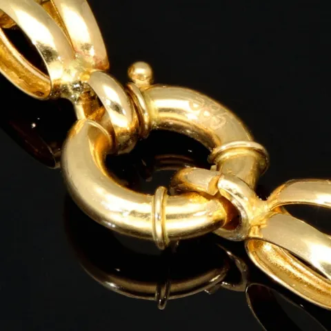 Exklusives Goldarmband mit eingearbeiteten Unendlichkeits-Elementen präzise besetzt mit weißen Zirkoniasteinen in 585 14K Gold in (ca. 20 cm Länge, ca. 9 mm Breite)