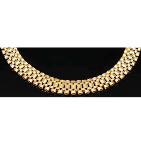 Luxuriöses Armband mit flexiblen Gliedern aus hochwertigem Gold (14K / 585 Gelbgold) ca. 19,5g, 21,5 cm Länge, 9mm Breite