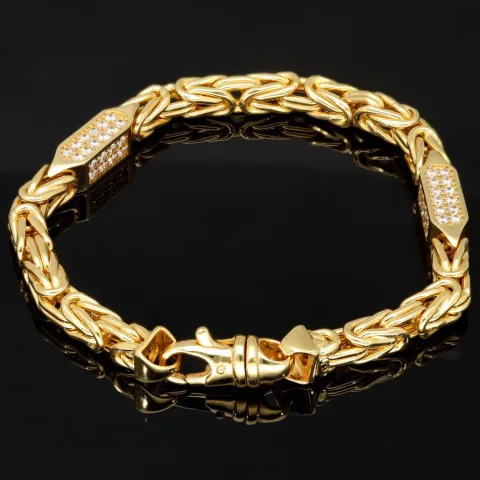 Prunkvolles Königsarmband mit leuchtenden Zirkonia aus 585er Gold (14 Karat) in ca. 21,5 cm Länge, 6 mm Breite