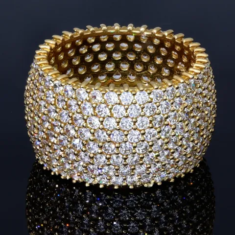 Exklusiver Statement-Ring für Damen aus hochwertigem, massivem Gold (585 / 14K Gelbgold) in Ringgröße ca. 51
