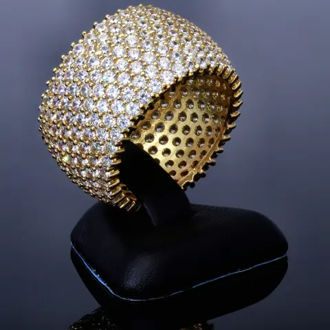 Exklusiver Statement-Ring für Damen aus hochwertigem, massivem Gold (585 / 14K Gelbgold) in Ringgröße ca. 51
