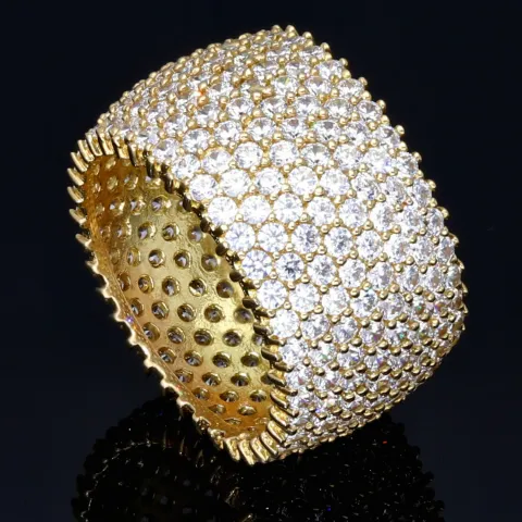 Exklusiver Statement-Ring für Damen aus hochwertigem, massivem Gold (585 / 14K Gelbgold) in Ringgröße ca. 51