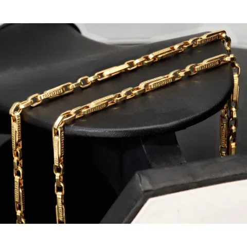 Hochwertige Goldkette / Ankerkette in feinem Greco-Design aus edlem 14K 585er Gold (Gelbgold) – ca. 60 cm, 3,5 mm