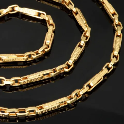 Hochwertige Goldkette / Ankerkette in feinem Greco-Design aus edlem 14K 585er Gold (Gelbgold) – ca. 60 cm, 3,5 mm