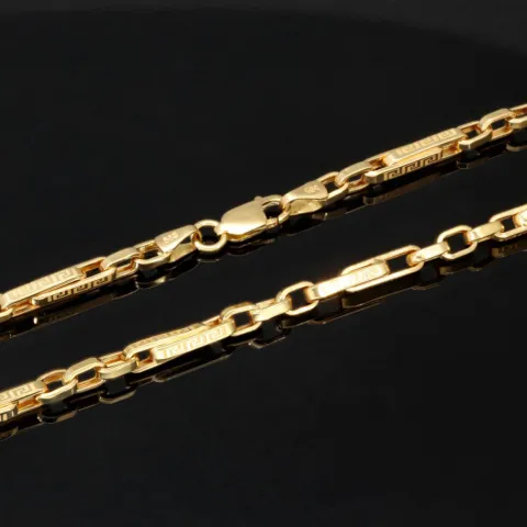 Hochwertige Goldkette / Ankerkette in feinem Greco-Design aus edlem 14K 585er Gold (Gelbgold) – ca. 60 cm, 3,5 mm
