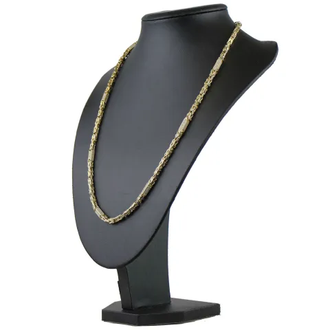 Außergewöhnliche Königskette aus 585 Gelbgold (14k) mit Zirkoniabesatz – ca. 66 cm lang, 4,5 mm breit, 37 g
