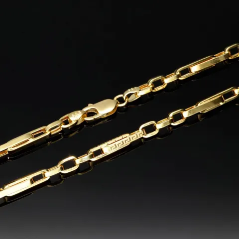 Edle Goldkette / Ankerkette mit fein graviertem Greco-Design aus hochwertigem 14K 585 Gold (Gelbgold) ca. 55 cm, 4mm