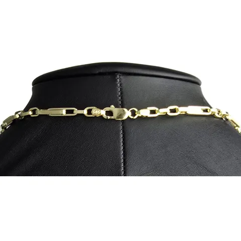 Edle Goldkette / Ankerkette mit fein graviertem Greco-Design aus hochwertigem 14K 585 Gold (Gelbgold) ca. 55 cm, 4mm