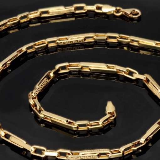 Premium Ankerkette im stilvollen Greco Design aus edlem 585 / 14K Gold gefertigt (ca. 60cm, 4mm, ca. 12,5g)
