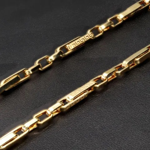 Premium Ankerkette im stilvollen Greco Design aus edlem 585 / 14K Gold gefertigt (ca. 60cm, 3,5mm, ca. 8,1g)