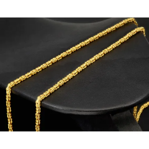 Fein gearbeitete Königskette aus hochglanzpoliertem edlem 14k 585er Gold - (60cm lang, 2mm breit)