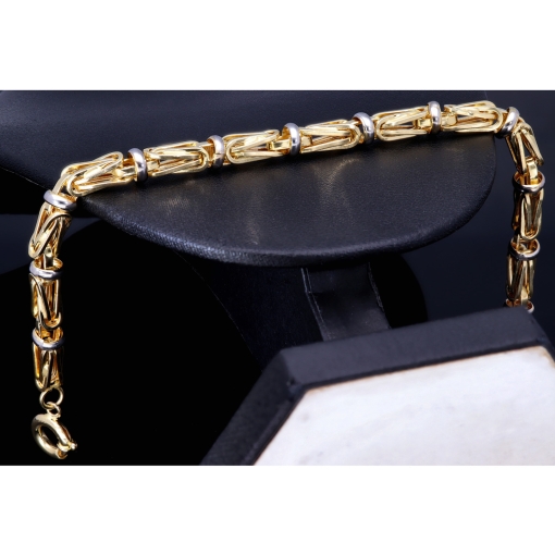 Edles Königsarmband im exklusiven Bicolor-Design aus Gold 585 (14K), 7 mm breit, 22 cm lang