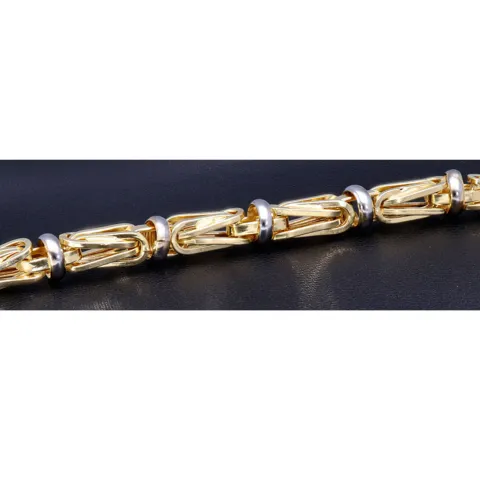 Edles Königsarmband im exklusiven Bicolor-Design aus Gold 585 (14K), 7 mm breit, 22 cm lang