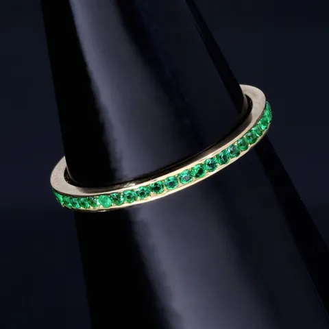 Trendiger Memoryring 585 14K Gold - Ring aus edlem Gelbgold mit funkelnden, grünen Zirkonia besetzt Ringgröße ca. 53