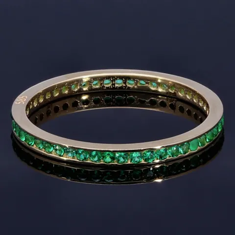 Trendiger Memoryring 585 14K Gold - Ring aus edlem Gelbgold mit funkelnden, grünen Zirkonia besetzt Ringgröße ca. 53