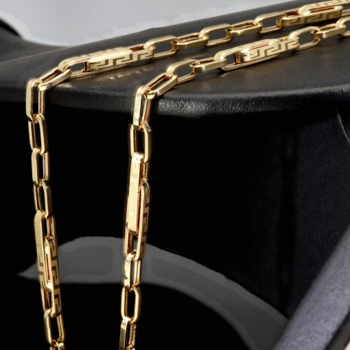 Exklusive Ankerkette mit filigranem Greco-Design aus Gold (14k 585 Gelbgold)- ca. 65cm, 4mm
