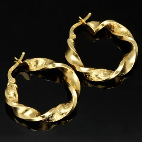 Elegante Twist-Creolen aus funkelndem 14K 585 Gold mit feinem Greco-Design