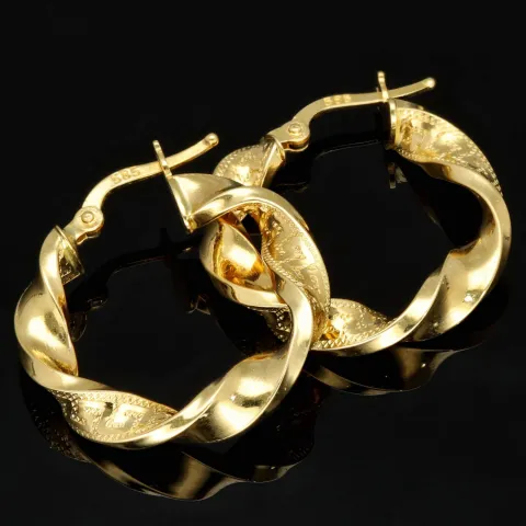 Elegante Twist-Creolen aus funkelndem 14K 585 Gold mit feinem Greco-Design